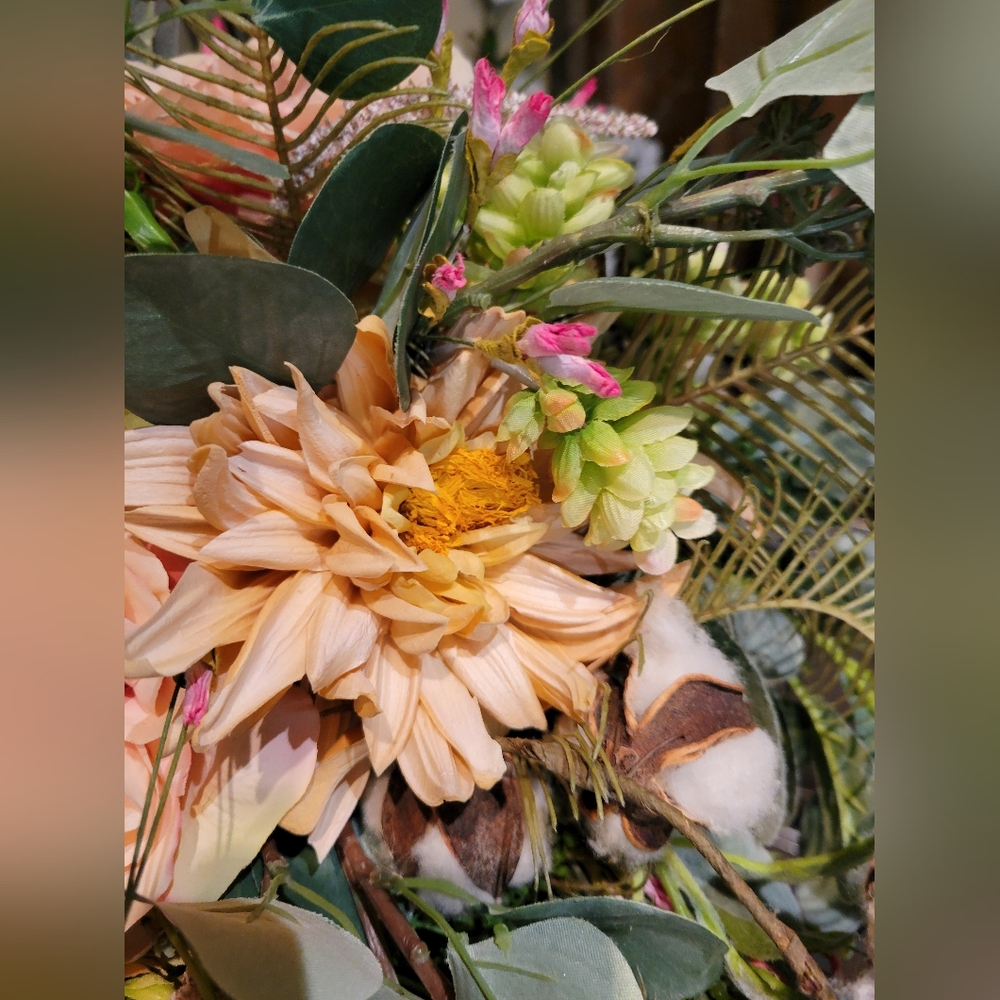 Faux Flower Bridal Bouquet Cascading Loose Organic Boho Style - Picture 7 of 10